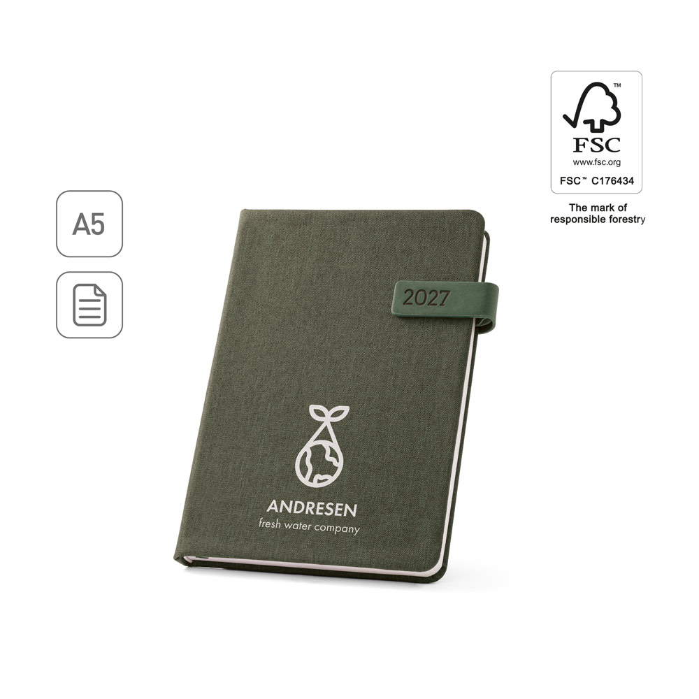 Agenda Diária Andresen A5 em Poliéster Reciclado para Personalizar