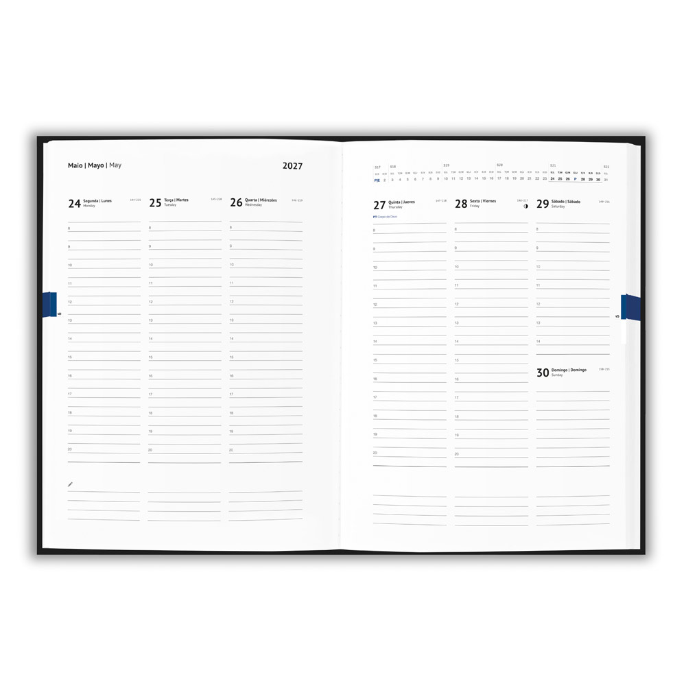 Agenda Semanal Verlaine B5 em PU com Fecho Magnético para Personalizar