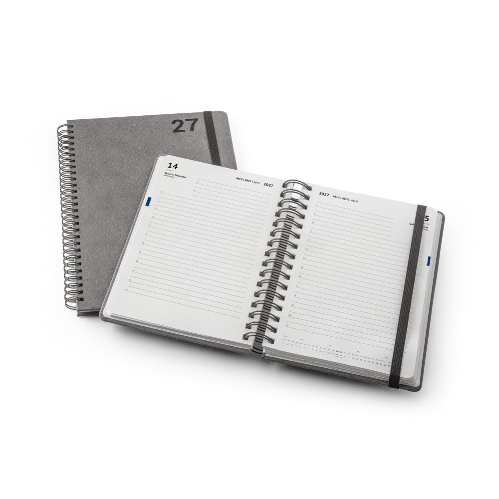 Agenda Simmel B-5 Semanal de Argolas em Pele Reciclada para Personalizar