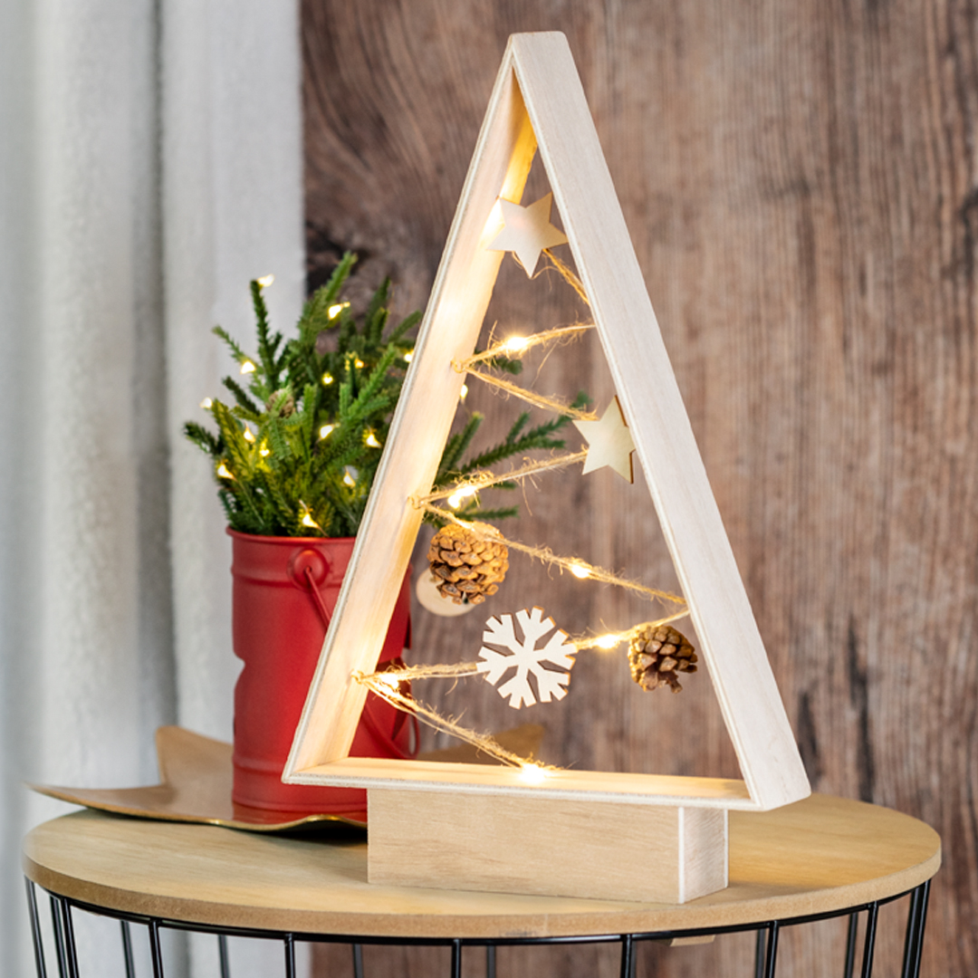 Árvore de Natal Allurex Fabricada em Madeira Natural para Personalizar