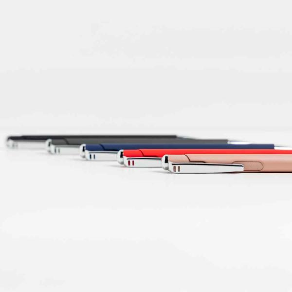 Esferográfica Writzilver em Alumínio, Elegante e com Acabamento em Borracha para Personalizar