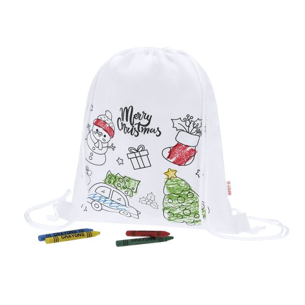 Mochila Taky de Natal Infantil para Colorir em Rpet para Personalizar