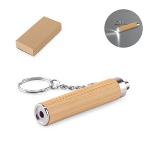 Porta-Chaves Rachel em Bambu e ABS com Lanterna LED para Personalizar