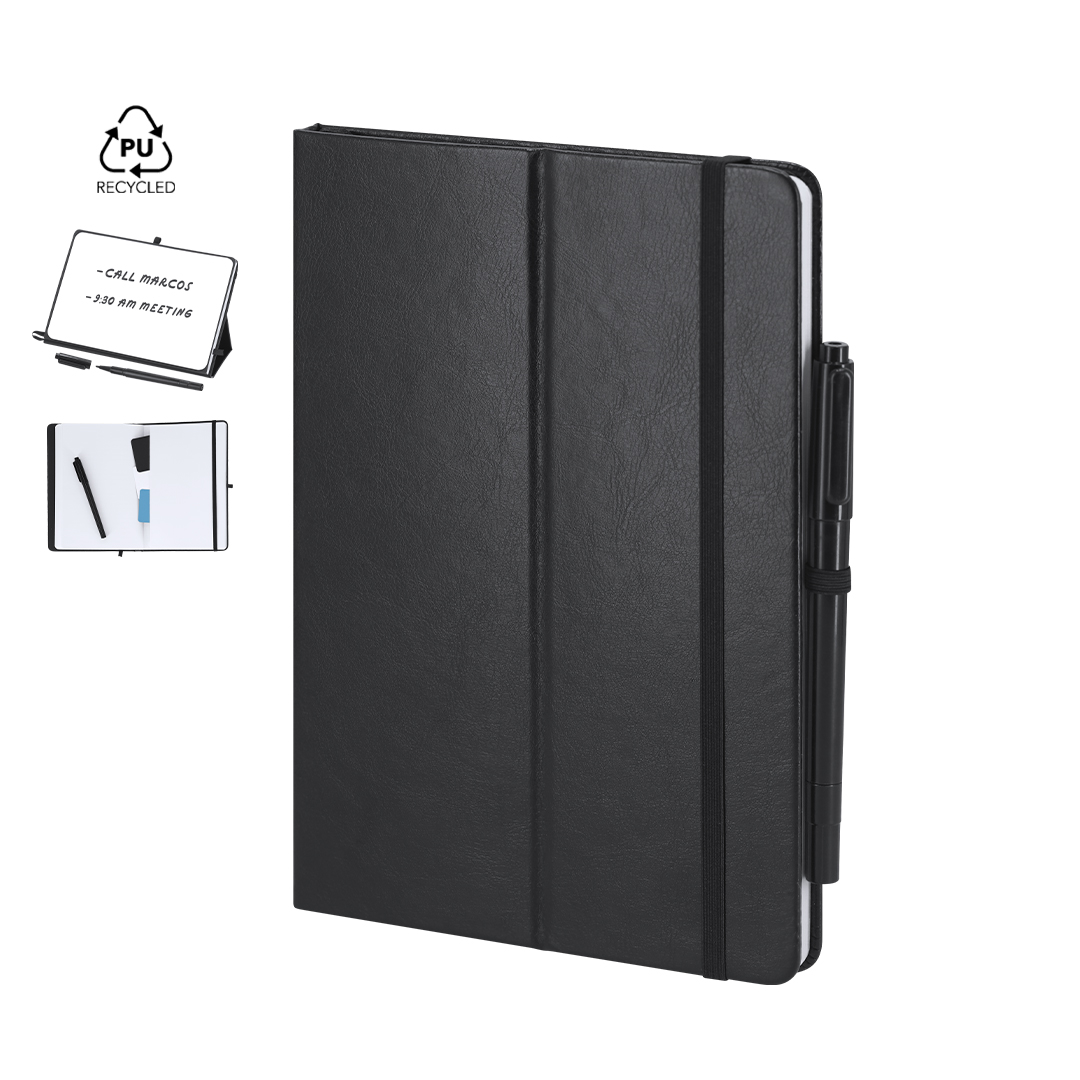 Bloco de Notas Kudar de Quadro Negro em PU Reciclado para Personalizar