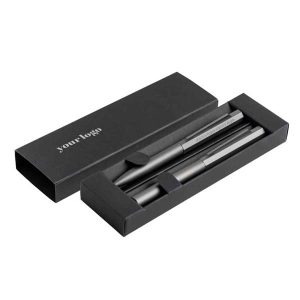 Conjunto de Esferográfica e Roller Metzinger em Alumínio Mate Metálico e Detalhe Hexagonal para Personalizar