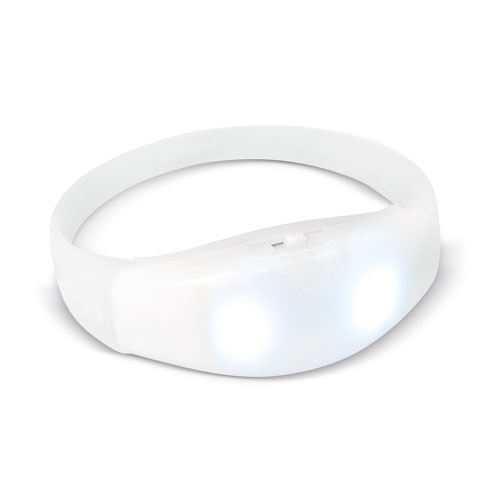 Pulseira Flashing de Silicone com 2 Luzes LEDS de Cor Branca para Personalizar