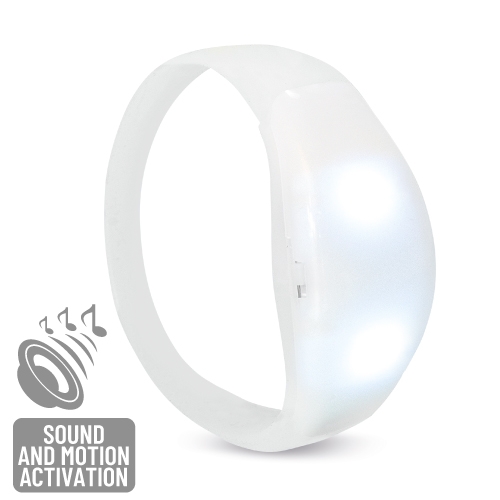 Pulseira Flashing de Silicone com 2 Luzes LEDS de Cor Branca para Personalizar